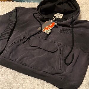 Hyde park vintage black Hooded Sweatshirt embroidered NWT SIZE med